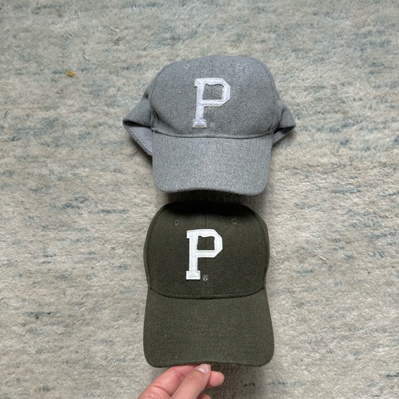 Portland Gear Wool Blend Baseball Cap Logo Hat Grey Green Bundle Lot - Picture 1 of 9